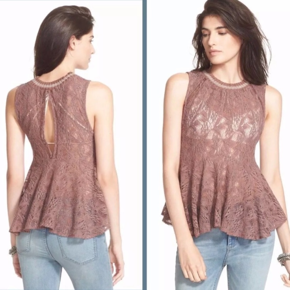 FREE PEOPLE Maisie Lace Sleeveless Crewneck Tank